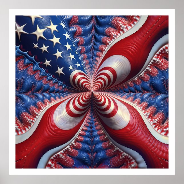 Poster Uma Mistura Da Bandeira Americana E Um Fractal (Frente)