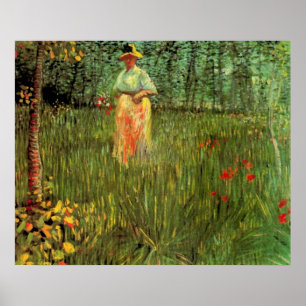 Póster Uma Mulher Caminhando em um Jardim por Vincent van