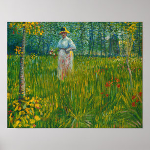 Poster Uma mulher caminhando em um jardim - Vincent van G