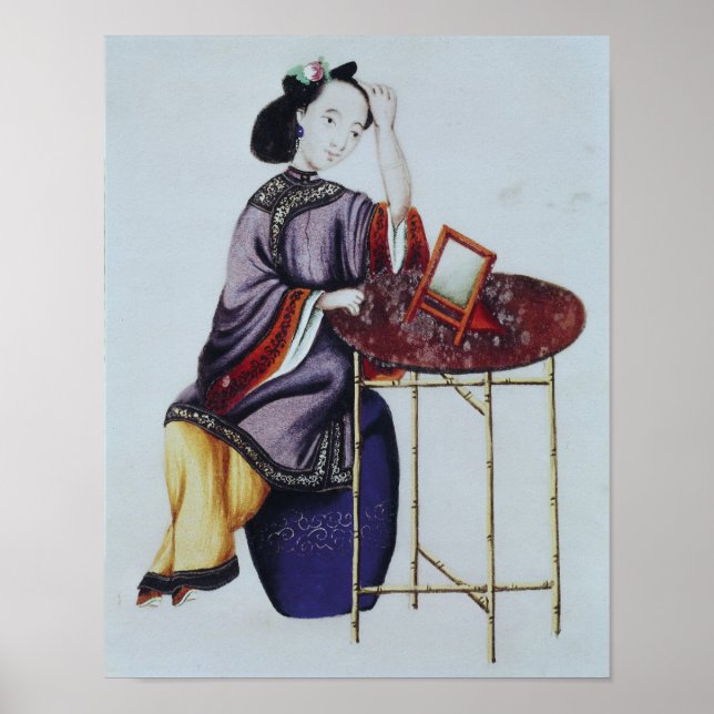 Póster Uma mulher chinesa arranjando seu cabelo (Frente)