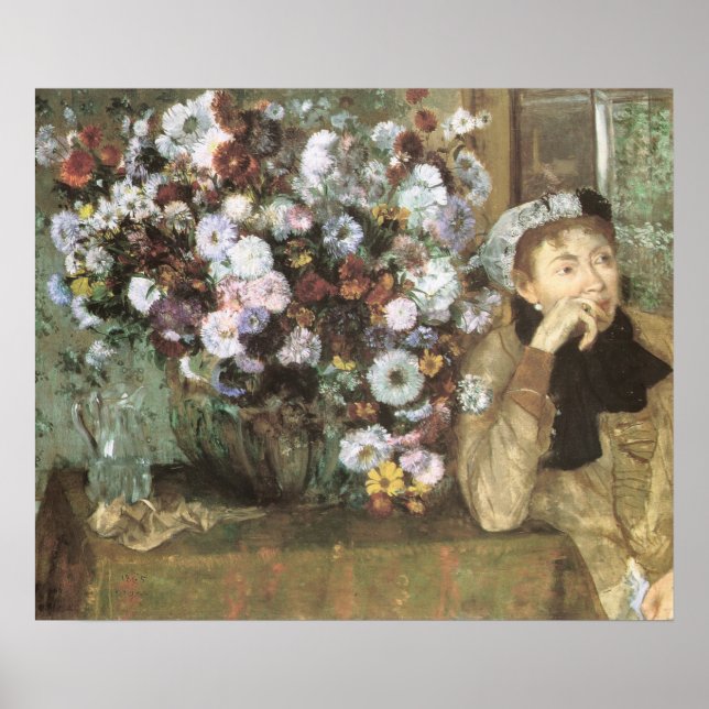 Póster Uma Mulher Com Crisântemos por Edgar Degas (Frente)