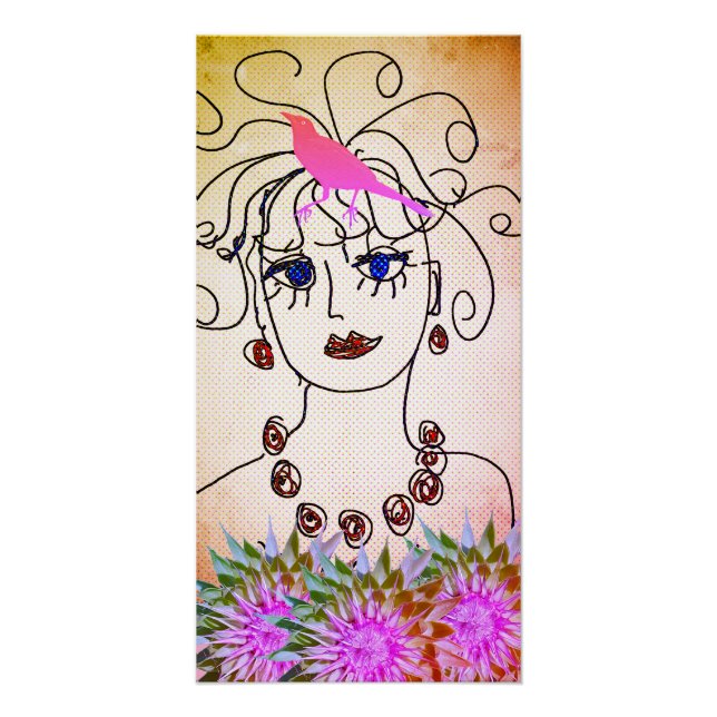 Póster Uma mulher com pássaros (Frente)