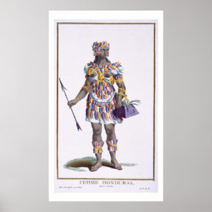 Póster Uma mulher de Honduras, 1780 (gravura colorida)