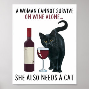Poster Uma Mulher Não Pode Sobreviver Sozinha Ao Vinho, E