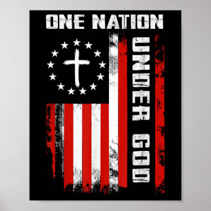 Poster Uma Nação Sob A Bandeira De Deus Americano, Cruz 4