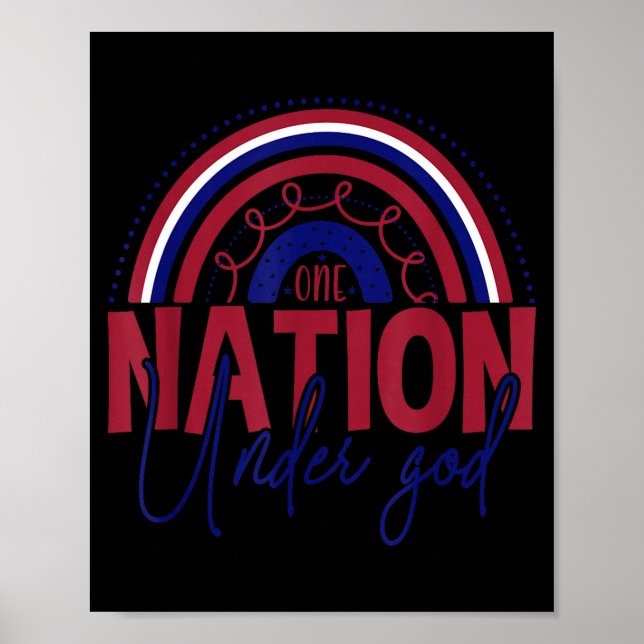 Poster Uma nação sob Deus arco-íris patriótico independên (Frente)
