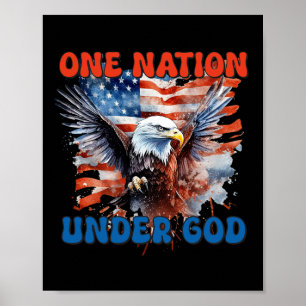 Poster Uma Nação Sob Deus Bandeira 4 De Julho Patriótico