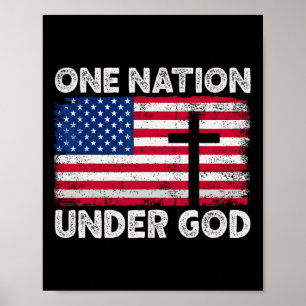 Poster Uma Nação Sob Deus Bandeira 4 De Julho Patriótico