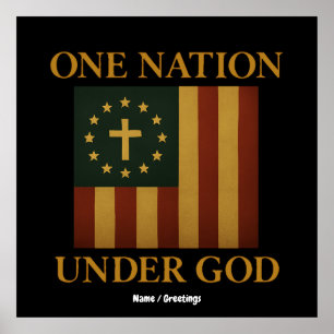 Poster Uma Nação Sob Deus Bandeira Patriótica Cristã