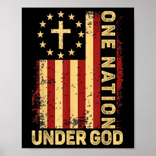 Poster Uma Nação Sob Deus Jesus Cruz Cristã América