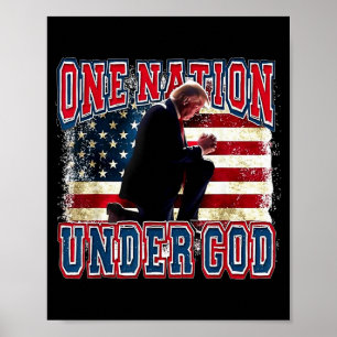 Poster Uma Nação Sob Deus Trump Reza Jesus Bandeira Dos E