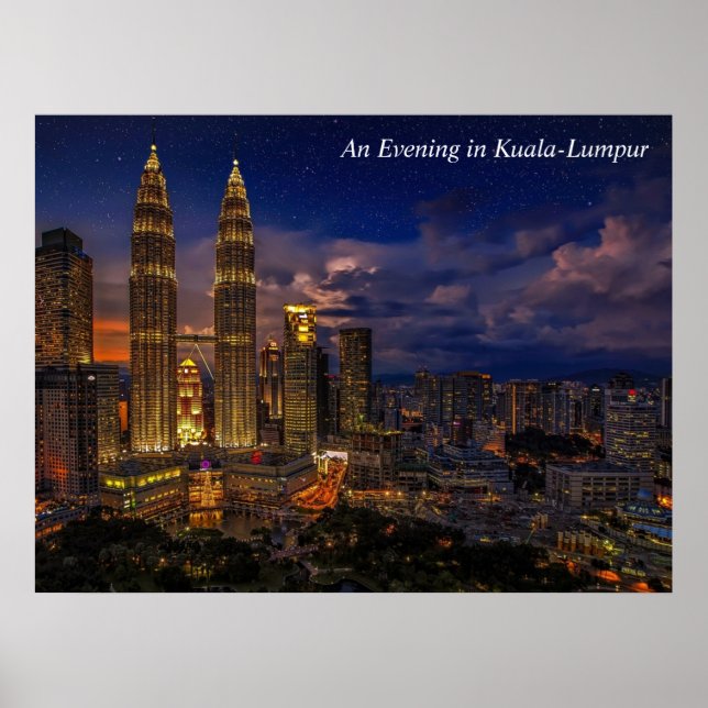 Poster Uma Noite em Kuala-Lumpur Cena Noturna (Frente)