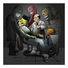 Póster Uma Noite Feliz de Halloween no Cartaz do Dentista