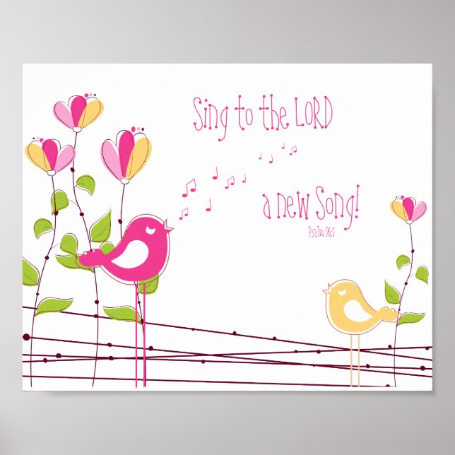 Póster Uma Nova Música Salm 96:1 Nursery Wall Art (Frente)