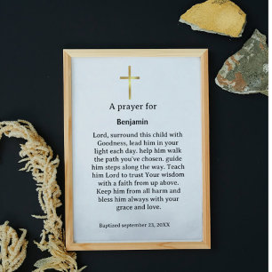 Poster Uma oração para a criança Baptismo Cristão Religio