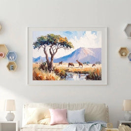 Póster Uma Paisagem Africana em Luz Dourada