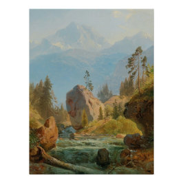 Póster Uma paisagem de montanha com Creek - Albert Zimmer