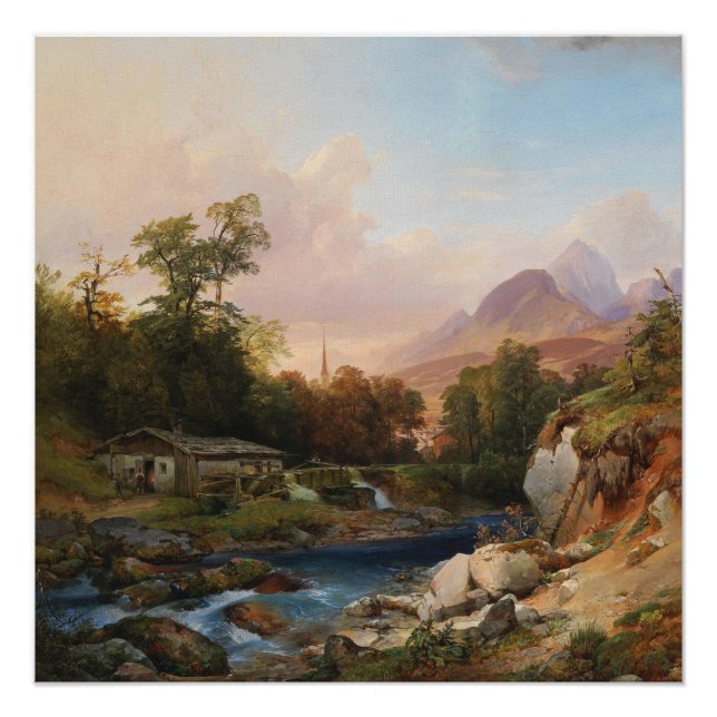 Póster Uma paisagem de montanha com um Smithy (Frente)
