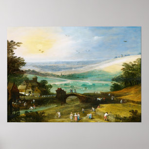 Poster Uma Paisagem De Verão Na Colheita - Joos De Momper