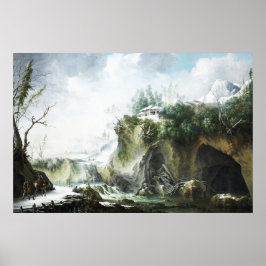 Poster Uma paisagem fluvial no inverno, Francesco Foschi