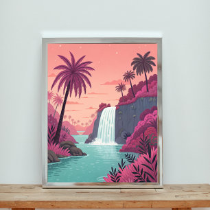 Poster Uma Paisagem Serena com Palmeiras Luxuriantes 