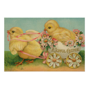 Póster "Uma Páscoa Alegre" Cartão Postal Vintage, cerca d