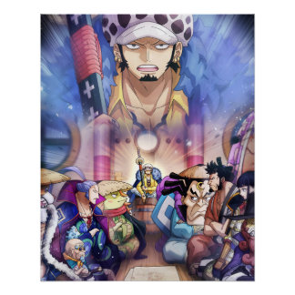 Póster Uma peça , Law , Luffy e Capitão Kid
