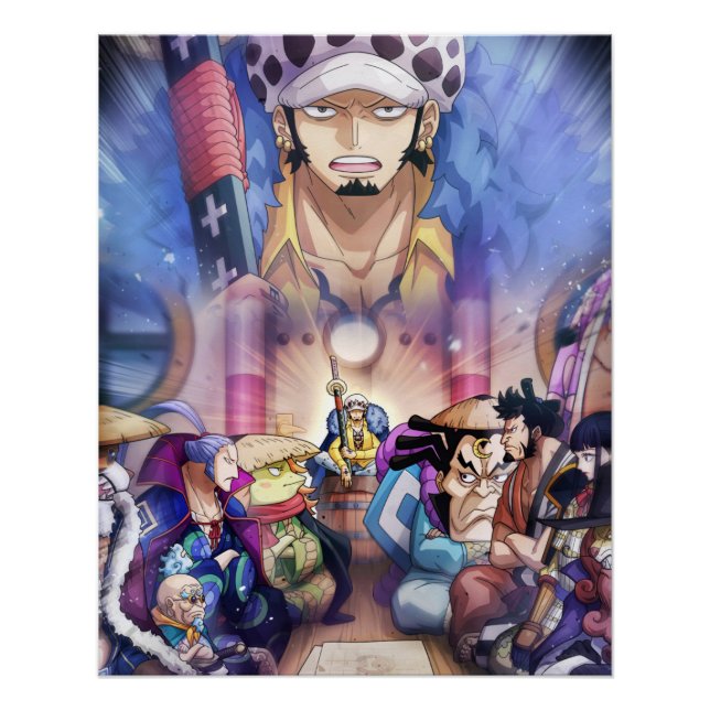 Póster Uma peça , Law , Luffy e Capitão Kid (Frente)