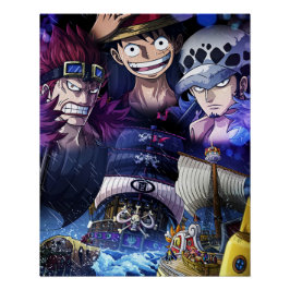 Póster Uma peça , Law , Luffy e Capitão Kid