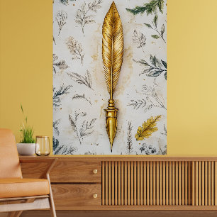Poster Uma pena dourada ou uma caneta-tinteiro sofisticad
