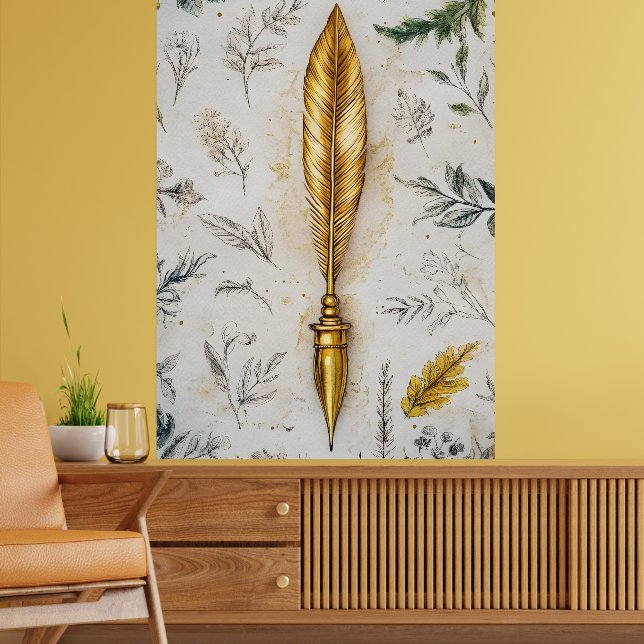 Poster Uma pena dourada ou uma caneta-tinteiro sofisticad (Sala de Estar 2)