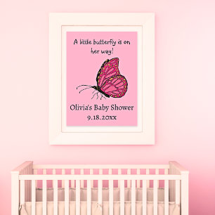 Poster Uma pequena borboleta no caminho chá de fraldas ro