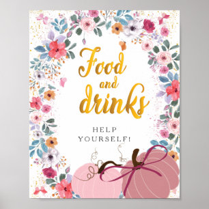 Poster Uma pequena coroa de flores de abóbora Comida e Be
