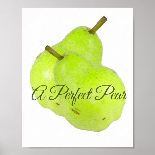 Poster Uma Pera Perfeita Suculenta e Doce Fundo Branco (Frente)