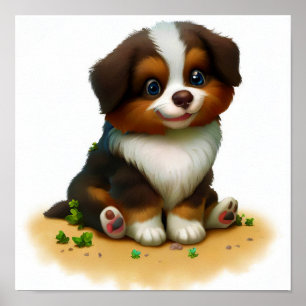 Poster Uma pintura 3D de um pastor australiano