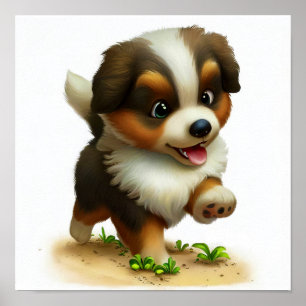 Poster Uma pintura 3D de um pastor australiano