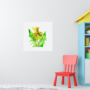 Poster Uma pintura de cor d'água fada e dandelion