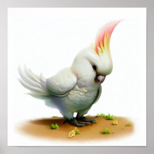 Poster Uma pintura digital da Cockatoo de Major Mitchell