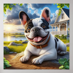 Poster Uma pintura digital de um Buldogue francês bonito