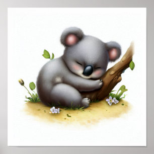 Poster Uma Pintura Digital de um Coala Fofo