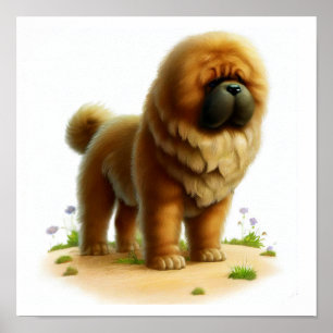 Poster Uma pintura digital de um jovem cubano Mastiff tib