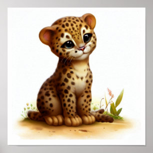 Poster Uma pintura digital de um jovem e bonito Ocelot