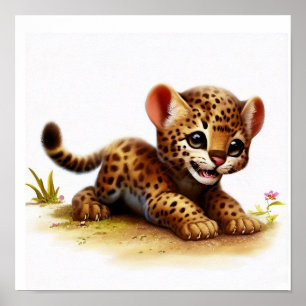 Poster Uma pintura digital de um jovem e bonito Ocelot