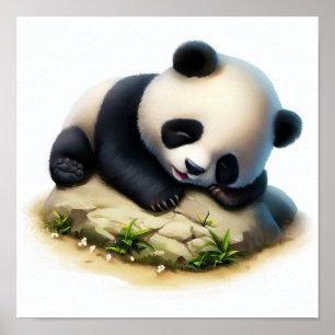 Poster Uma pintura digital de um jovem e bonito Panda