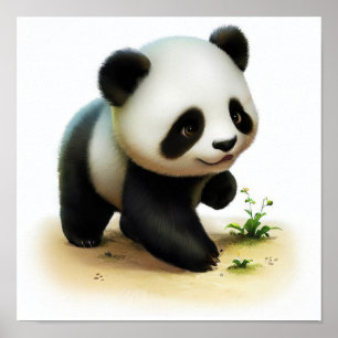 Poster Uma pintura digital de um jovem e bonito Panda