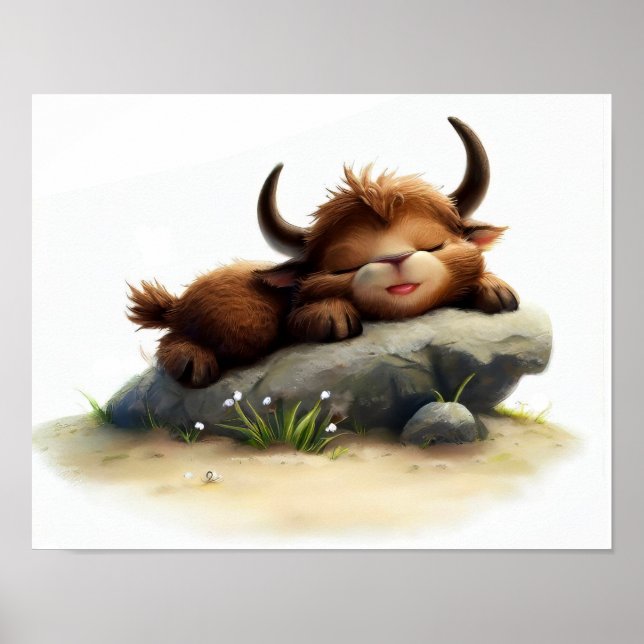 Poster Uma pintura digital de um jovem e fofo gnu (Frente)