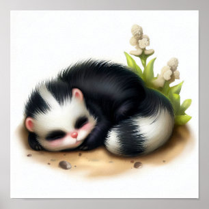 Poster Uma pintura digital de um jovem gambá-gato
