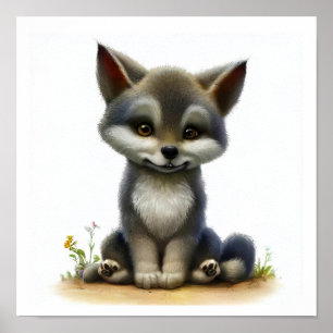 Poster Uma pintura digital de um jovem Lobo Justo