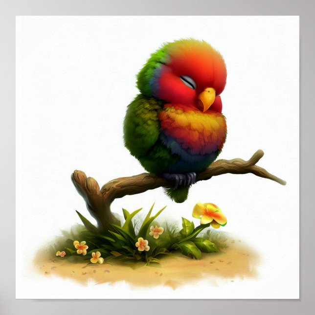 Poster Uma pintura digital de um Lorikeet de Monte Apo, e (Frente)