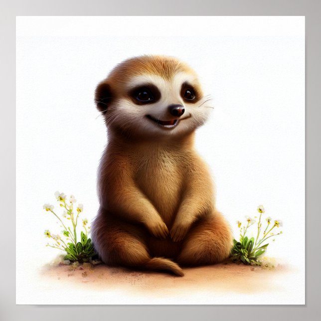 Poster Uma pintura digital de um Meerkat bonito (Frente)